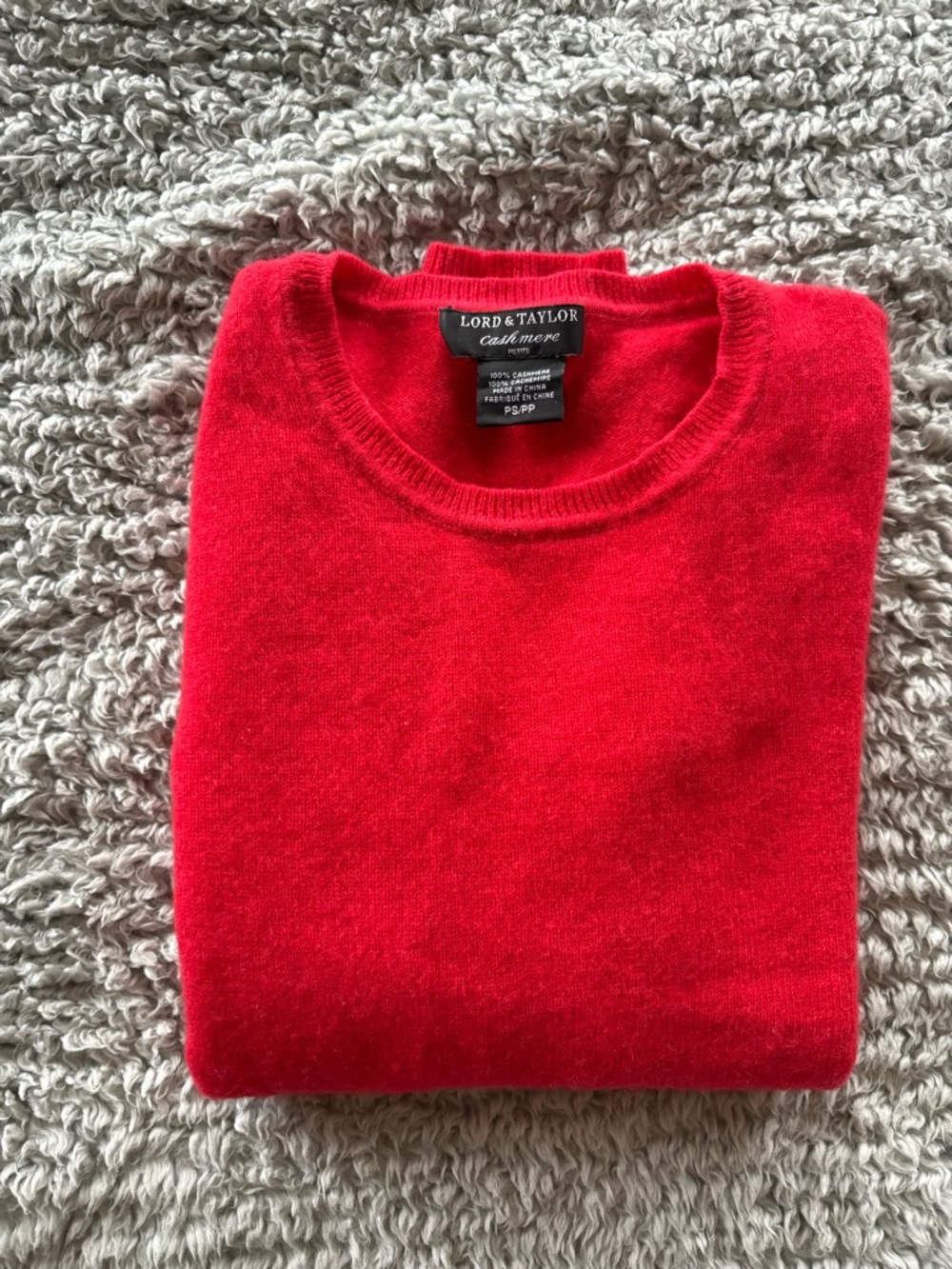 Lord & Taylor Red Cashmere Crewneck Sweater